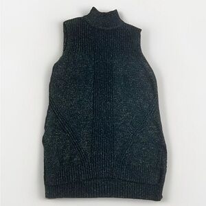 Navy knit turtleneck sleeveless sweater dress with rainbow speckles sz Large